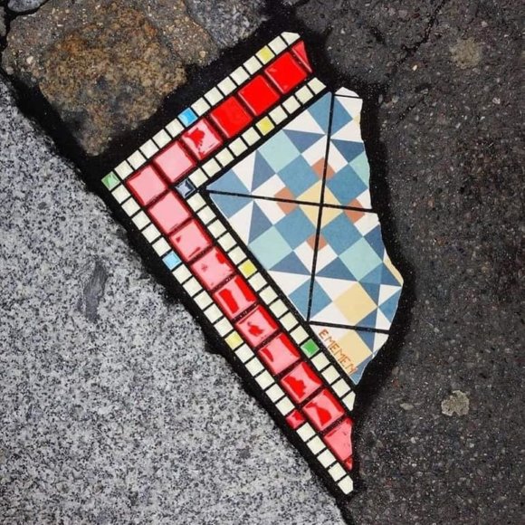 Inspirational: The "paving surgeon" patches sidewalks with mosaics